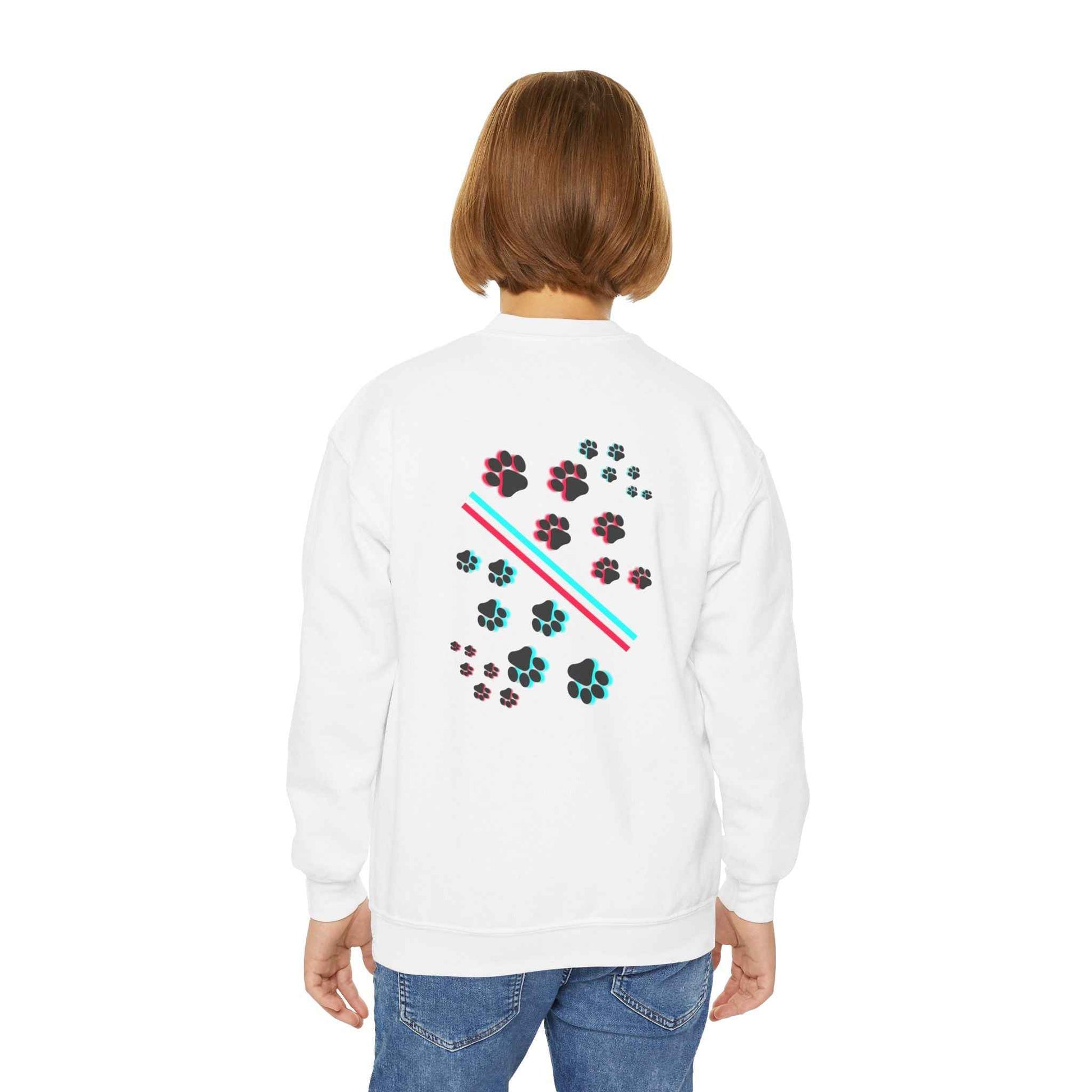 Hypug Youth Crewneck Sweatshirt — Retro "HYPUO" Graphic with Paw Print Accents
